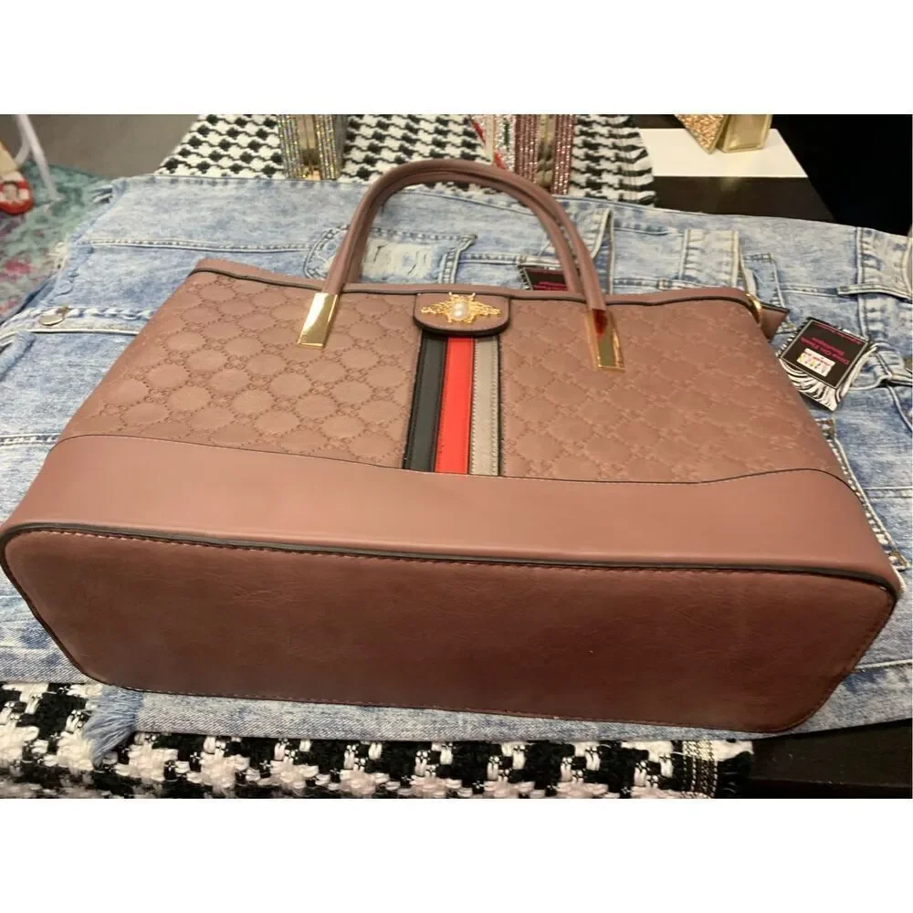 Mauve Bee Monogrammed Handbag